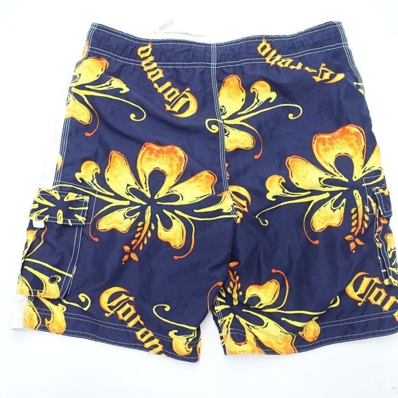 Corona Extra Board Shorts Men's Medium Floral Polyester Drawstring Swim Trunks - Picture 5 of 5